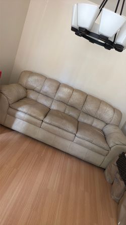 Beige leather couch ‼️FREE‼️