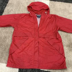 Lands' End Red Hooded Jacket Unisex Kids L 14-16 Regular Zipper Long Sleeve