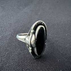 Silver Ring With A Black Stone!!!