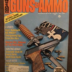 Vintage Guns & Ammo Magazine January 1975 Gun Control 0.22 saddle guns-Good Ads