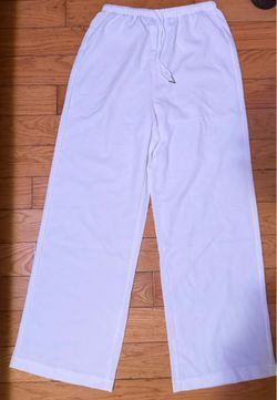 WOMENS WIDE LEG DRAWSTRING WHITE PANTS SIZE M