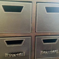 Leather, Wood & Suede Storage Drawers