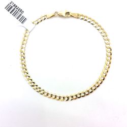10Kt Yellow Gold 7.25” Solid Flat Bevel Cuban Bracelet 2.50g 3.6mm 21982250
