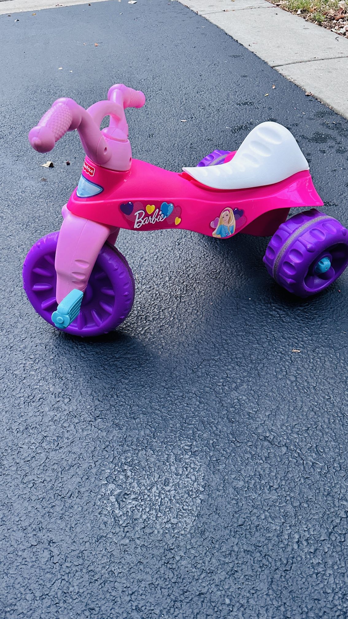 Fisher Price Barbie Toddler Tricycle Tough Trike Bike With Handlebar Grips And Storage