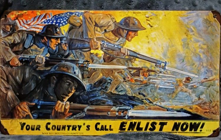 WWII Country Calls Vintage Metal Sign