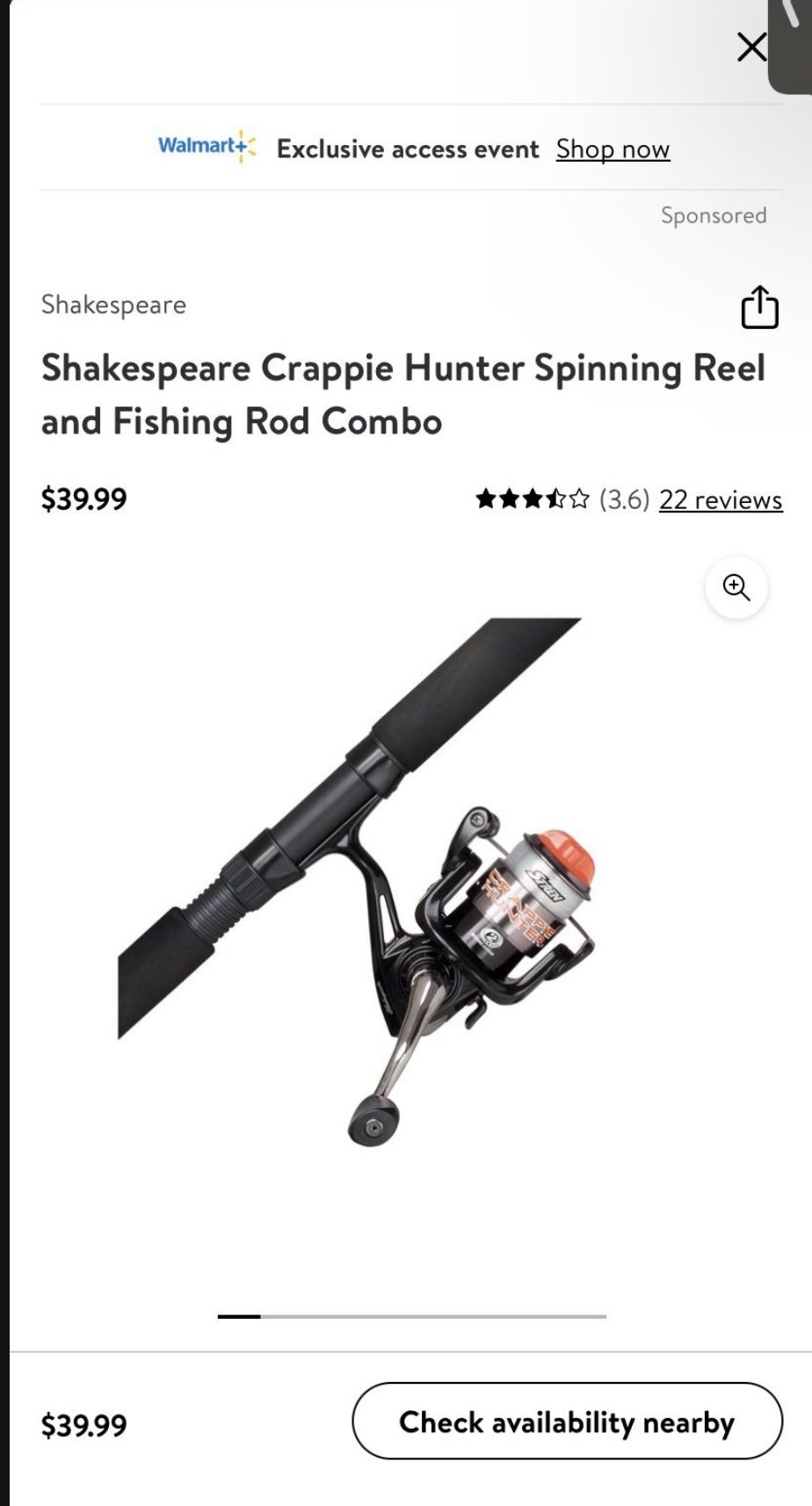 Brand New Shakespeare Crappie Hunter Spinning Reel for Sale in Port St.  Lucie, FL - OfferUp