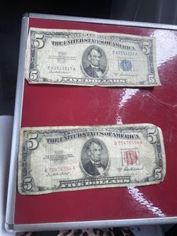 Antique Collectible 5$ Bills