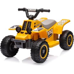 6V Kids Ride On Electric ATV, Ride Car with LED Headlights, Ride-On Toy for age 3+ Boys & Girls with Music, Forward & Reverse (Yellow)