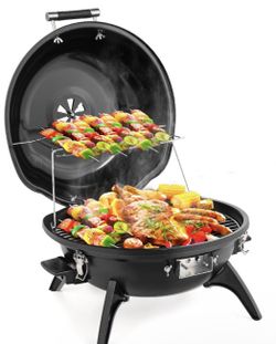 1600W Tabletop Electric Grill with Temperature Control, 304 Stainless Steel Grill w/ Double Layer Design, Portable & Removable Small Stove