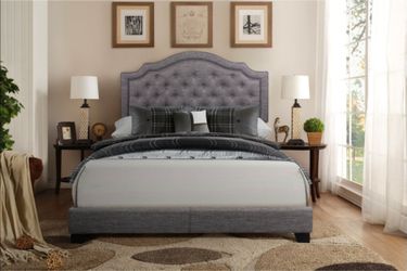 Grey Upholstered Tufted Bed Frame New in Box