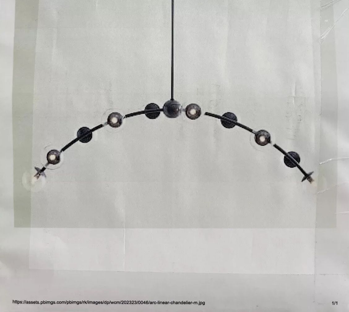 Pottery Barn Arc Linear Antique Bronze Chandelier - 10 Lights - Brand New