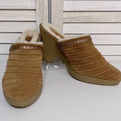 NWOB Cole Haan Suede & Shearling Wedge Mules Women’s Size 11