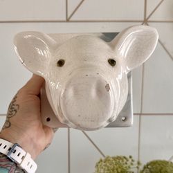 Vintage Ceramic Decorative Pig Head Bust (Farmhouse — Nursery Decor)