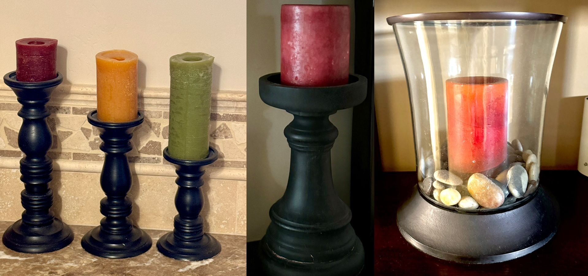 Decorative Candle Collection – $30 Each / $40 Large Glass Set 🍁🍂🥀👑