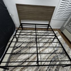 Cal King Metal Bed Frame Base+ mattress + headboard