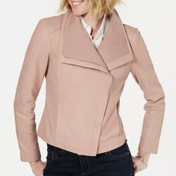 Genuine Leather Pink Moto Stylish Jacket