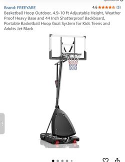 Basketball Hoop Outdoor, 4.9-10 ft Adjustable Height, Weather Proof Heavy Base and 44 Inch Shatterproof Backboard, Portable Basketball Hoop Goal Syste
