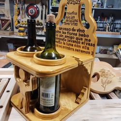 Wine Bottle Holder Or Wine Bottle Rack And Glass 