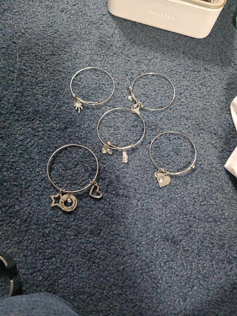 Sterling Silver Set Of 5 Bracelets 