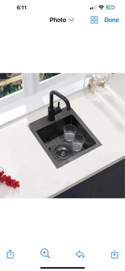 VESLA HOME Black Bar Sink Drop in, 15 x 17 Inch Topmount RV Small Kitchen Sink 17BW $60