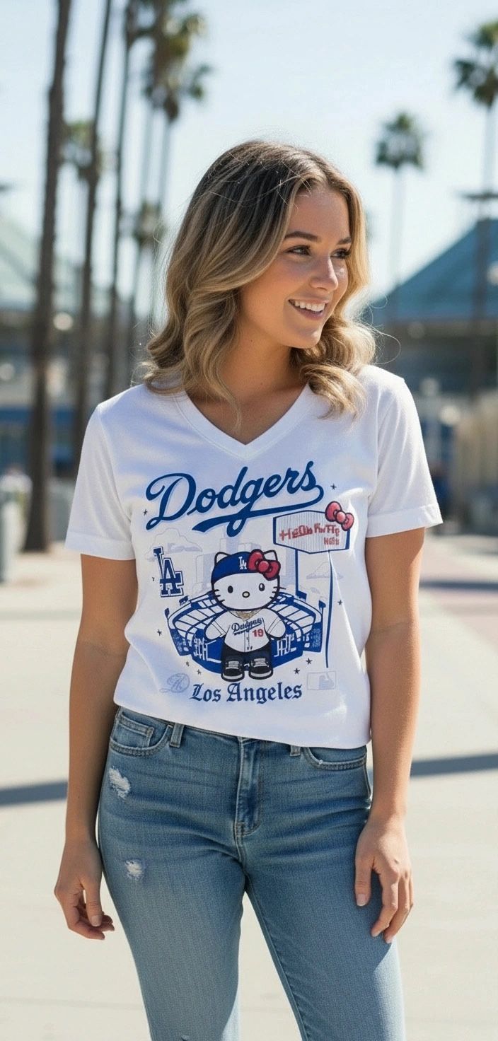 Los Angeles Hello Kitty Night Baseball Tee 💙