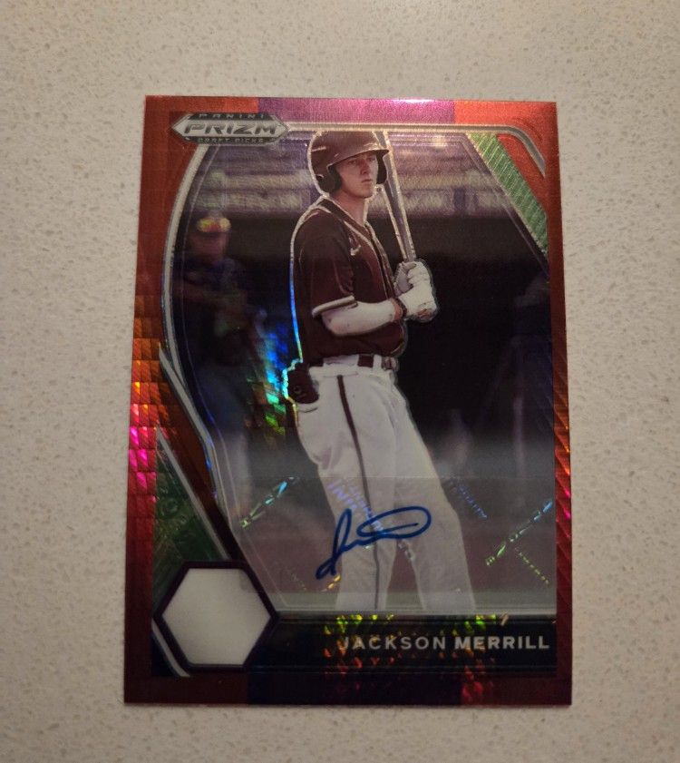 Jackson Merrill 2022 Panini Prizm Draft Picks Autograph Rookie No. PDP27 San Diego Padres