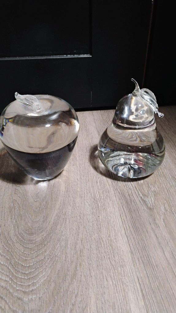 Large Apple And Pear Paperweights
