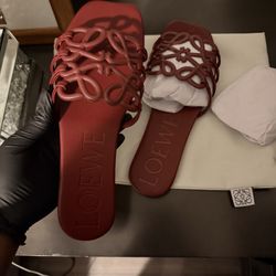 Burgundy Loewe Sandals 
