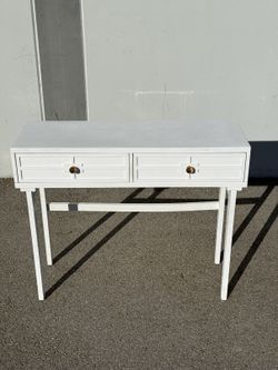 White Repainted Console Table with Drawers – $45
