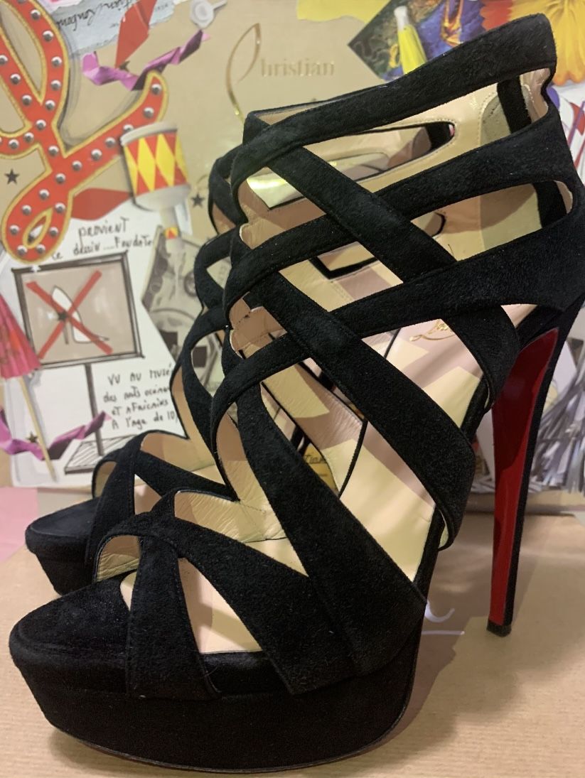Authentic Christian Louboutin Balota 150 suede Black Suede like New !! 100 original !! 