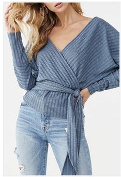 New! Blue Long Sleeve Top Sz Large