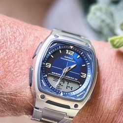 Casio AW-80D-2AV Telememo 30 Ana-Digital Watch – Blue Dial – WR50M – New Battery