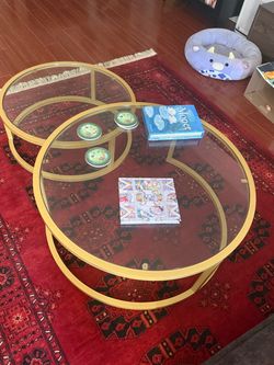 Round nesting gold coffee table