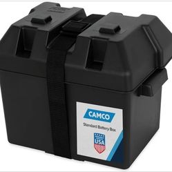 Camco Heavy Duty Battery Box with Straps and Hardware - Group 24 |Safely Stores RV, Automotive, and Marine Batteries |Durable Anti-Corrosion Material 