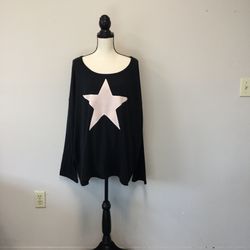 Ellos Plus Size Black Sweater With Star Appliqué