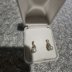 Earrings 10k And Charm Heart Diamond 14k