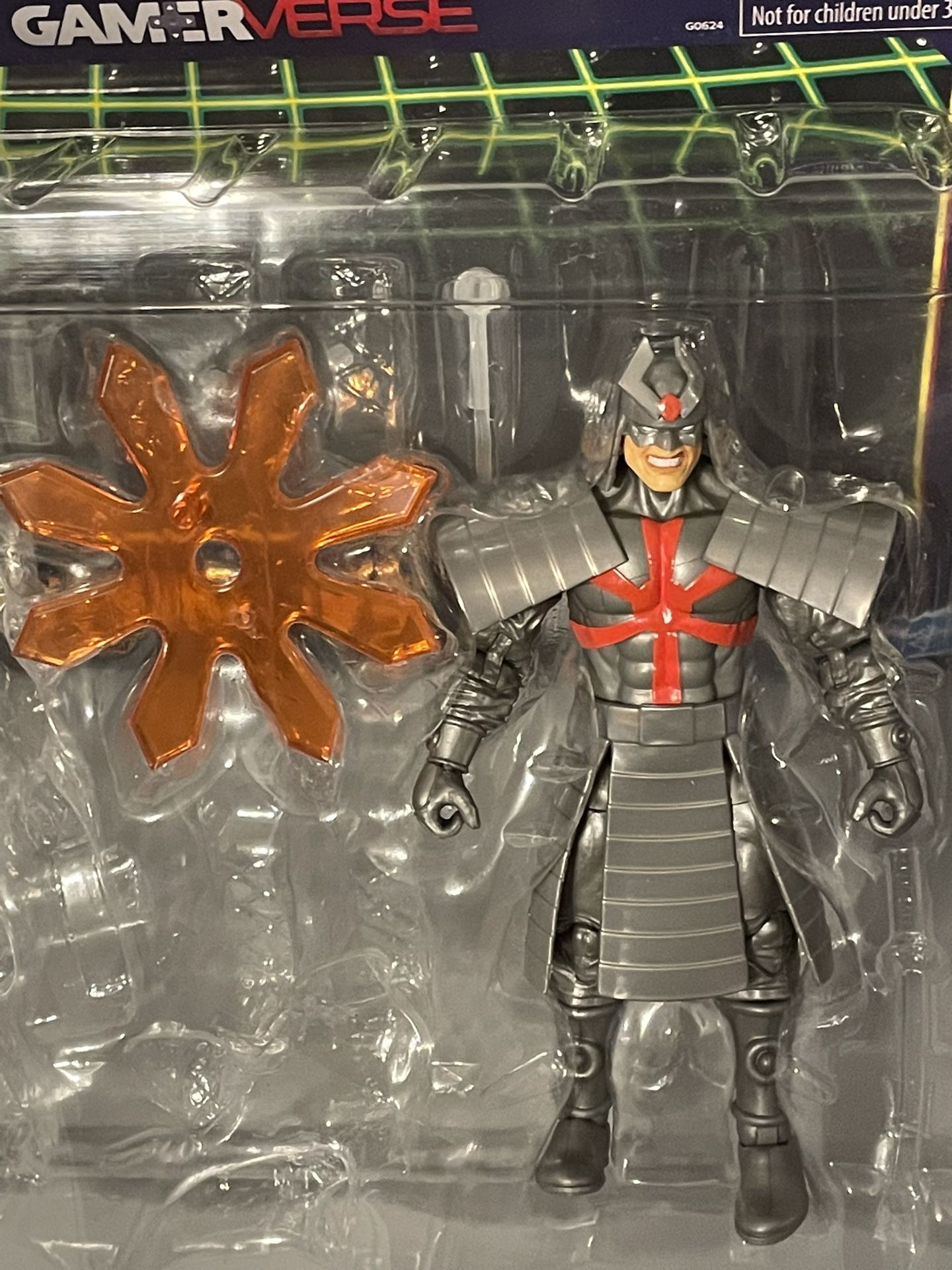 Silver Samarai 6 inch figure only! Missing Katana & lighting energy effect for his sword Weapon: Throwing Starburst effect only without the stand.