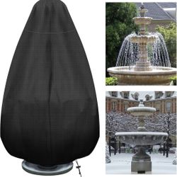 33 Inch Fountain Cover Black Insulated W/ Handles Zipper Drawstring New With Storage Bag