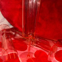 Six Plastic Heart Champagne Cups 