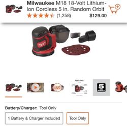 Milwaukee M18 18-Volt Lithium-Ion Cordless 5 in. Random Orbit Sander (Tool-Only)