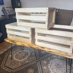 Wooden Record Crates (Set of 3) – Great Condition! Holds ~75 Records Each