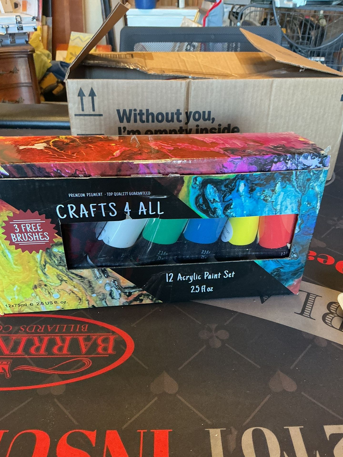 Crafts 4 All Acrylic Paint Set for Adults and Kids, 12 Pack of Paint - New