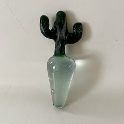 Green and Clear Glass Cactus stopper