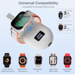 Portable 3000mAh Charger for Apple Watch, Magnetic iWatch Charger, Power Bank with Digital Display