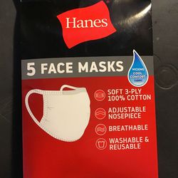 Hanes cotton face masks 23 packs Of 5 Masks Each