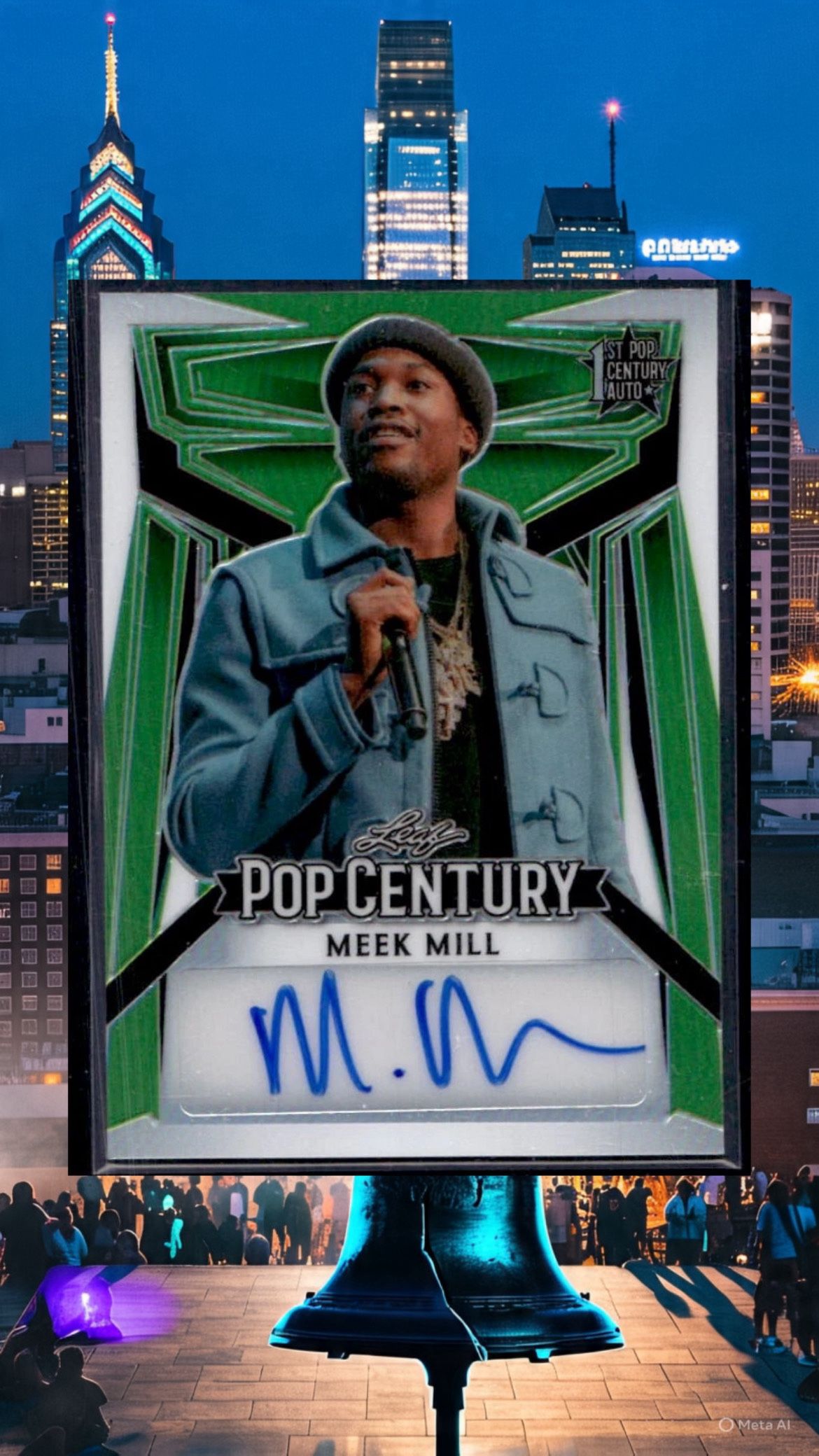 Meek Mill Leaf Pop Century Green Auto – Hip Hop Icon Autograph