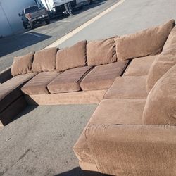 Massive Brown U-Shaped Sectional Sofa - Deep Cleaned & Excellent Condition