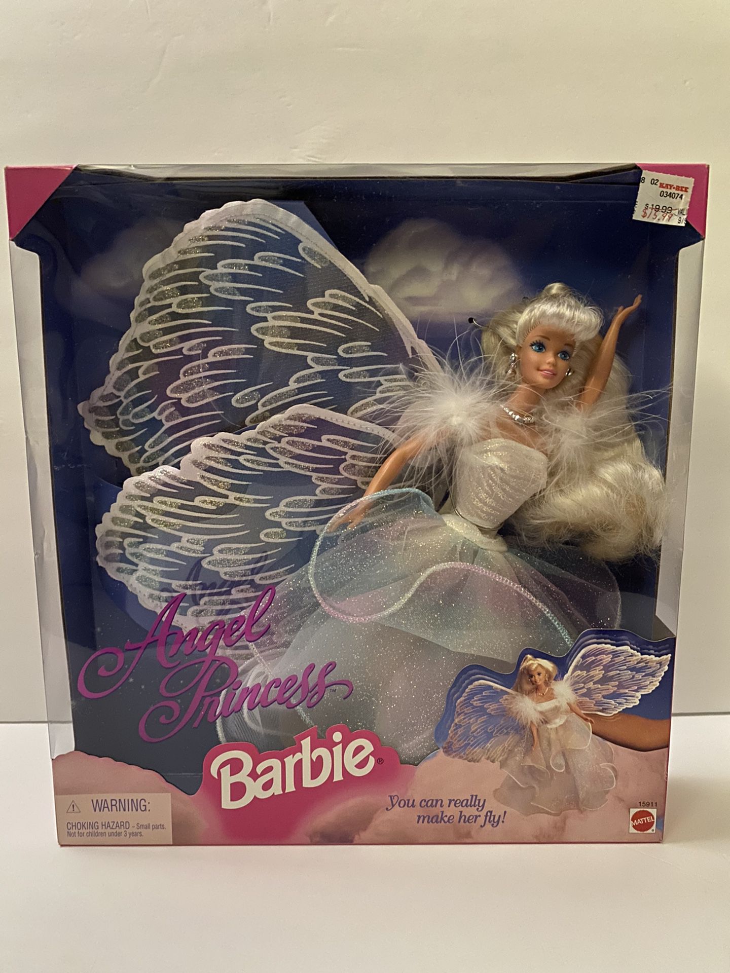NEW 1996 Angel Princess Barbie Doll Mattel #15911 Blonde You Can Make Her Fly!!