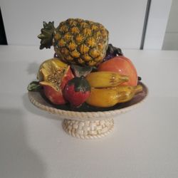 Vintage Ceramic Fruit Bowl Centerpiece Majolica