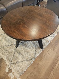 Round Wood Coffee Table Dark Walnut
